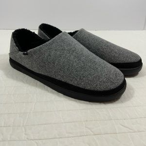 Toms Ezra fleece-lined hard sole slipper loafers, gray; Size 10